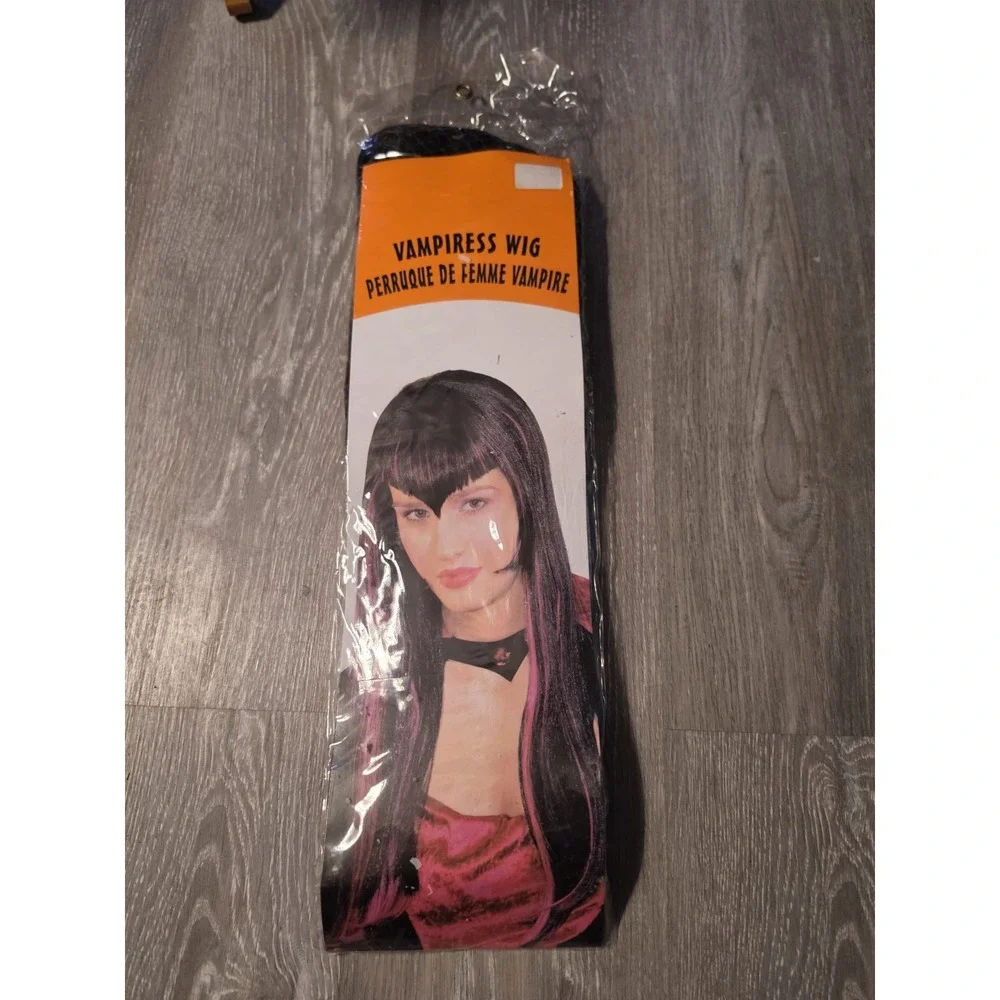 Nos Vtg Halloween Costume Adult Long Black Vampiress Vampire  Wig Theater
